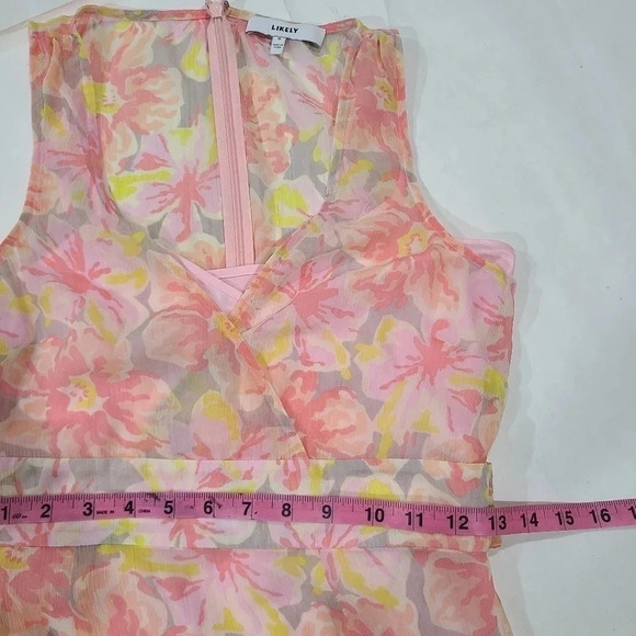 LIKELY Womens Size 0 Rachel Floral V-Neck Tiered Ruffle Maxi Dress $278 Peach - Picture 9 of 12